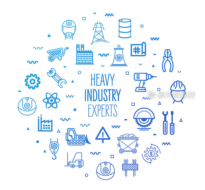 Heavy Industry Experts Outline Style Infographic Design